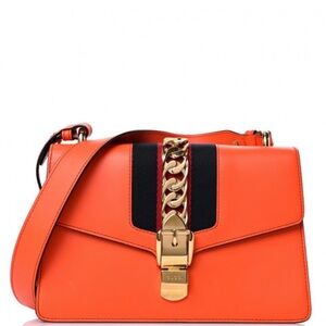 Gucci Sylvie Orange Calfskin Bag Purse